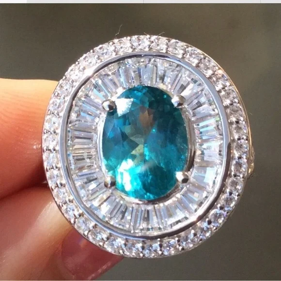 NEW 2.33ct Natural Earth Mined VVS Apatite Estate Sterling Silver Ring 6